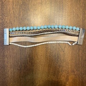 NWOT Victoria Emerson Blue 14k Gold Plated Magnetic Cuff Bracelet